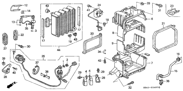 1993 Honda Civic Evaporator Diagram for 80215-SR3-A02