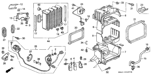 1993 Honda Civic Thermostat, Air Conditioner Diagram for 80430-SR3-A01