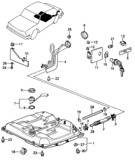 1981 Honda Civic Damper, Fuel Filler Lid Diagram for 73211-SA8-000