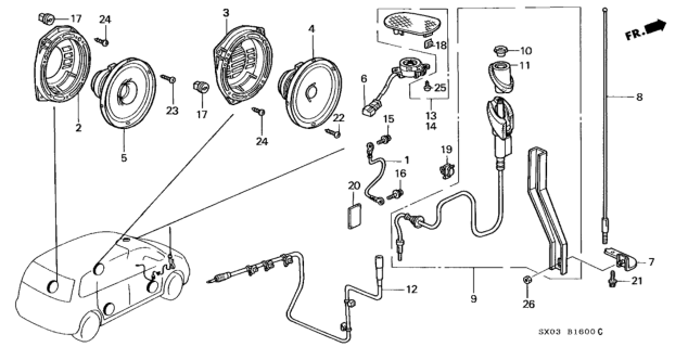 1995 Honda Odyssey Radio Antenna - Speaker Diagram