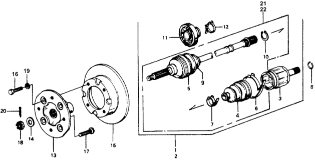 1977 Honda Accord Driveshaft - Front Brake Disk Diagram