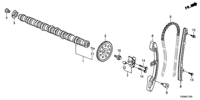 2013 Honda Civic 4 Door MX (HYBRID) KL CVT Camshaft - Cam Chain Diagram