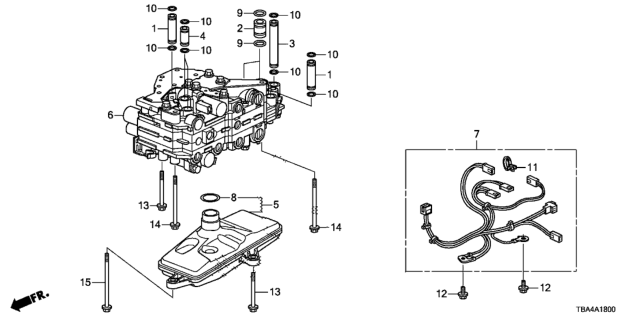 2017 Honda Civic AT Valve Body Diagram