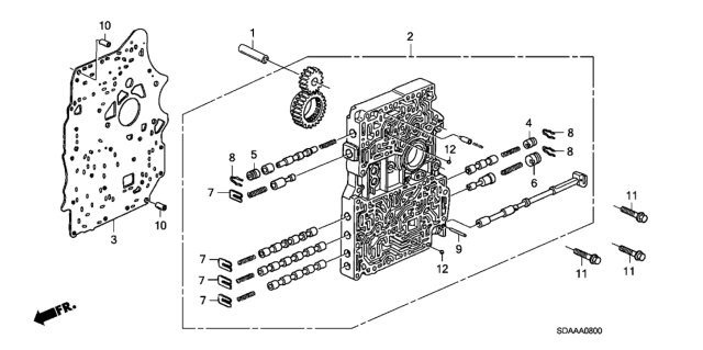 2007 Honda Accord AT Main Valve Body (L4) Diagram