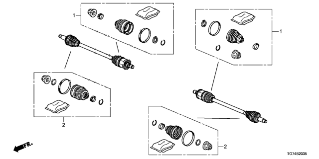 2019 Honda Pilot Boot Set, Outboard Diagram for 42018-TZ7-A02