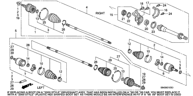 2000 Honda Accord Cv Joint Set, Outboard Diagram for 44014-S0K-C11