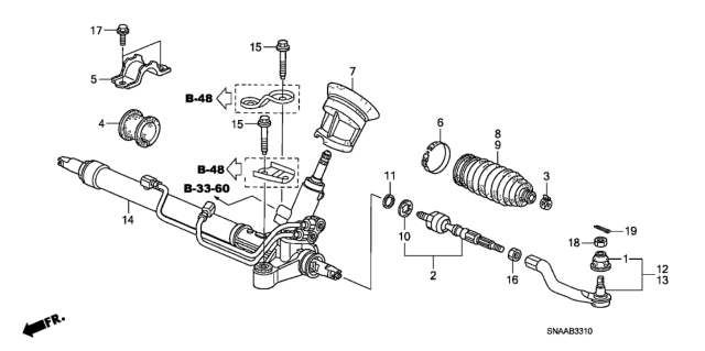 2009 Honda Civic End Set, Rack Diagram for 53010-SNA-A01