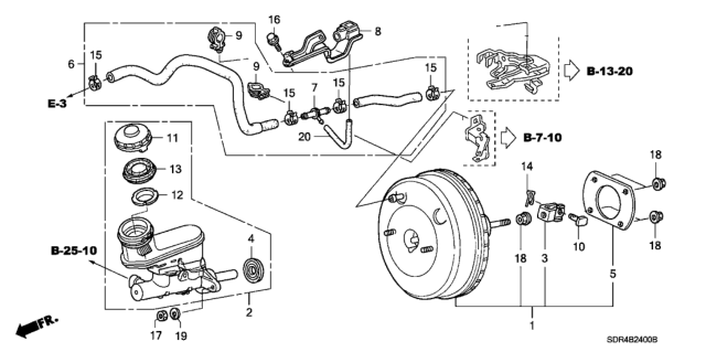 2007 Honda Accord Hybrid Brake Master Cylinder  - Master Power Diagram