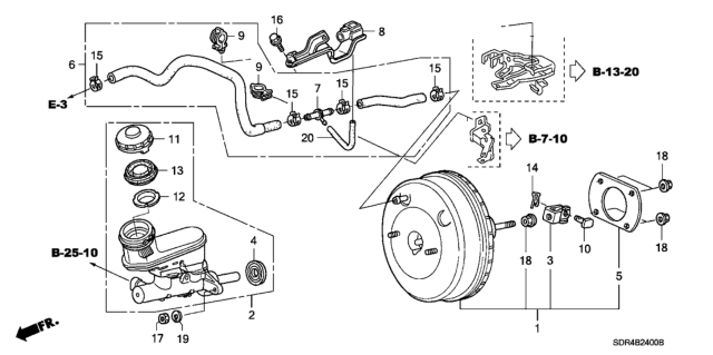 2005 Honda Accord Hybrid Tube Assy., Master Power Diagram for 46402-SDR-A04