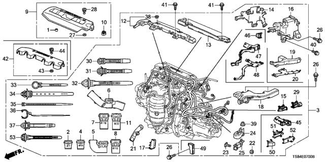 2013 Honda Civic Holder C, Engine Harness (Lower) Diagram for 32130-R1A-A00