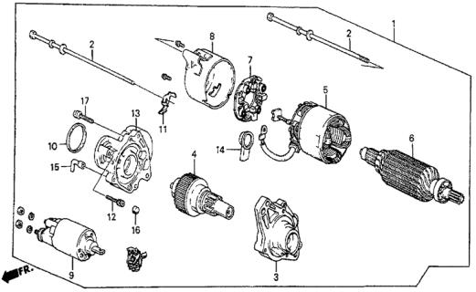 1987 Honda Prelude 2 Door SI KA 5MT Starter Motor (Mitsuba) Diagram