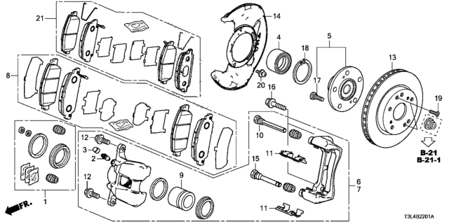 2016 Honda Accord Set Pad Front (17Cl Diagram for 45022-T2G-A01