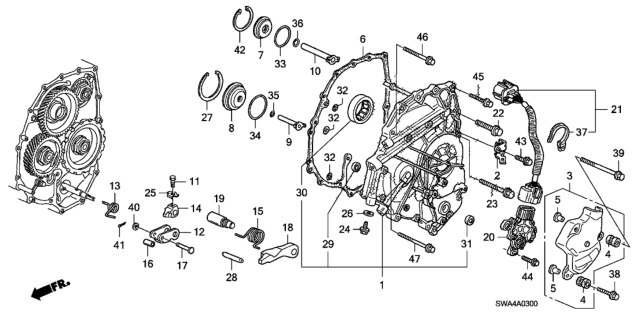 2007 Honda CR-V AT Left Side Cover Diagram