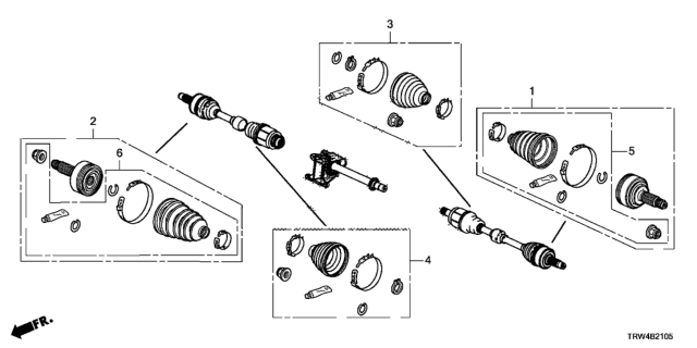 2021 Honda Clarity Plug-In Hybrid Front Driveshaft Set Short Parts Diagram