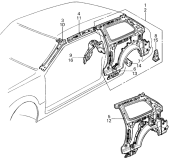 1982 Honda Civic Wheelhouse, R. RR. Diagram for 70590-SA0-960ZZ