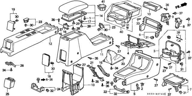 1996 Honda Civic Holder Assembly, Cup (Black) Diagram for 77230-S01-A01ZA