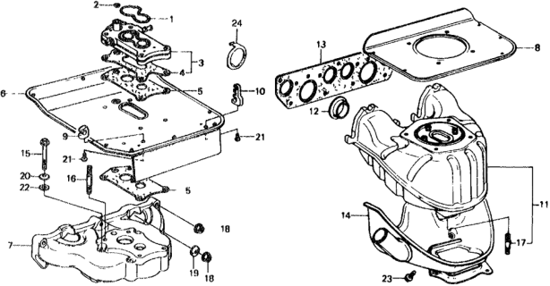 1977 Honda Civic Ring, Seal Diagram for 18010-657-921