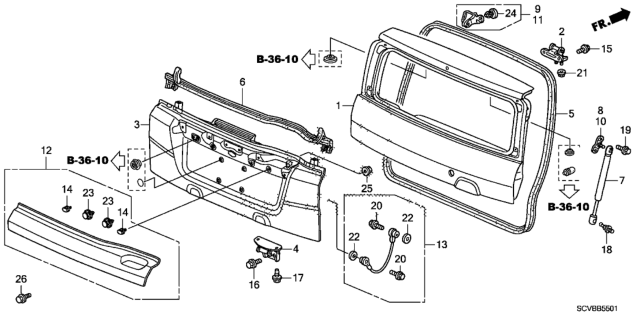 2011 Honda Element Tailgate Diagram