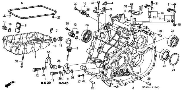 2003 Honda Civic CVT Transmission Housing - Oil Pan Diagram