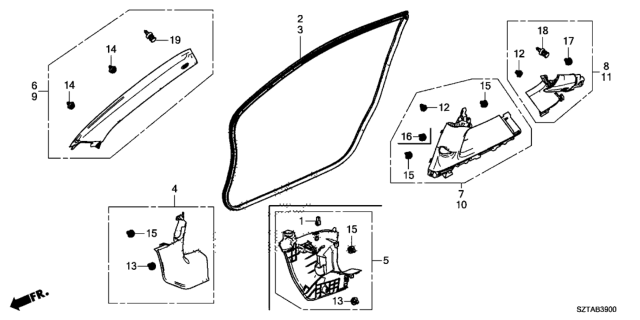 2015 Honda CR-Z Garnish Assy., L. Center Pillar *NH361L* (GRAY) Diagram for 84161-SZT-A01ZB