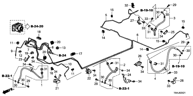 2019 Honda Civic 4 Door SI (HI-PERF TIRES) KA 6MT Brake Lines (VSA) Diagram