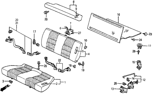 1984 Honda Prelude Rear Seat - Seat Belt Diagram