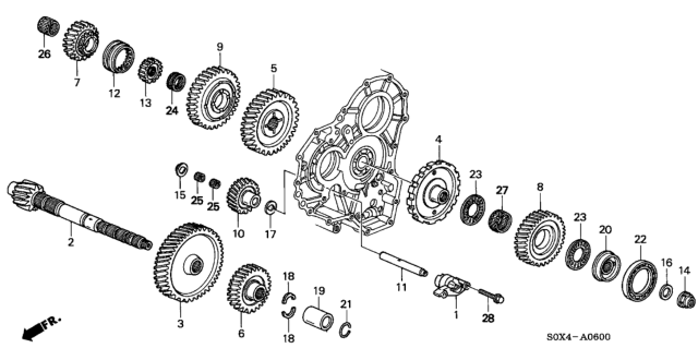 2000 Honda Odyssey Countershaft Diagram for 23221-P7T-000