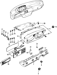 1975 Honda Civic 3 Door ** (1200) ** HMT Instrument Panel Diagram