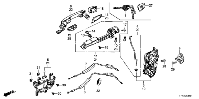 2021 Honda CR-V Hybrid Handle, Passenger Side (Radiant Red Metallic) Diagram for 72141-TLA-A71ZN