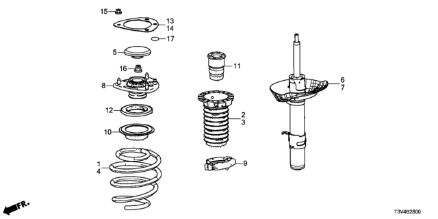 2014 Honda Accord Damper Unit, Rear Front Diagram for 51611-T3V-A03