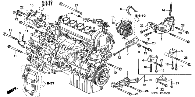 2003 Honda Civic Engine Mounting Bracket Diagram