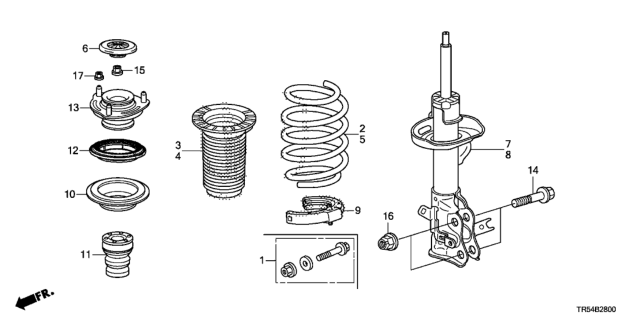 2014 Honda Civic Shock Absorber Unit, Left Front Diagram for 51621-TR5-B01