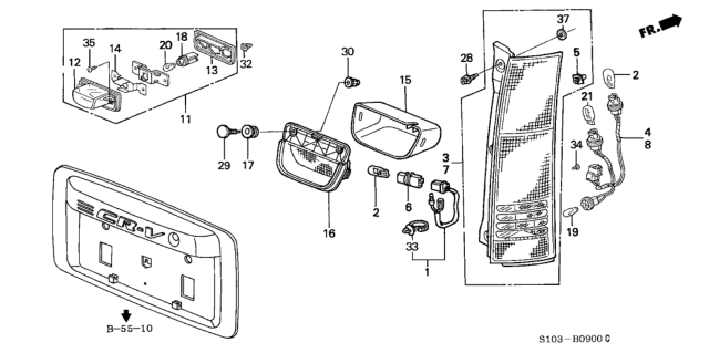 1999 Honda CR-V Socket, Passenger Side Diagram for 33503-S10-003