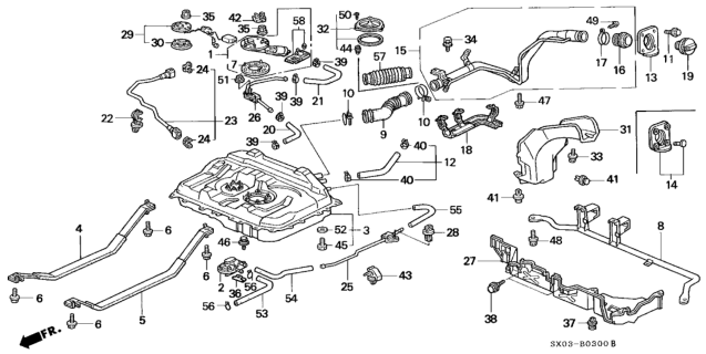 1995 Honda Odyssey Band, Driver Side Fuel Tank Mounting Diagram for 17522-SX0-010