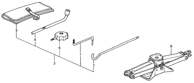 1993 Honda Accord 2 Door EX KA 5MT Tools - Jack Diagram
