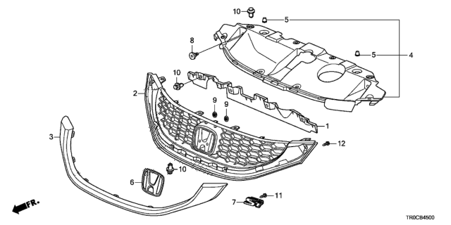 2014 Honda Civic Molding, FR. Grille Diagram for 71122-TR7-A51