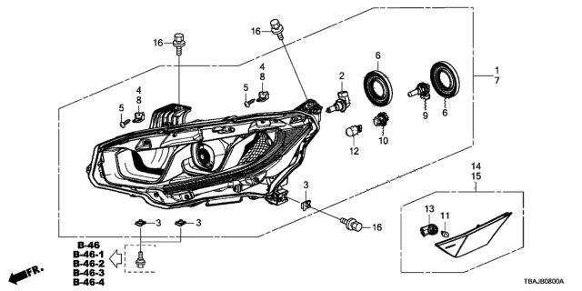 2018 Honda Civic Headlight (Halogen) Diagram