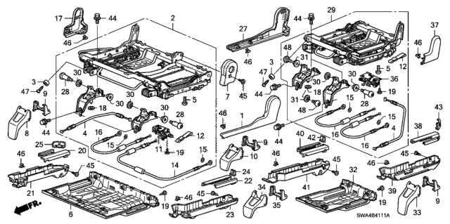 2008 Honda CR-V 5 Door LX (2WD) KA 5AT Rear Seat Components Diagram 2