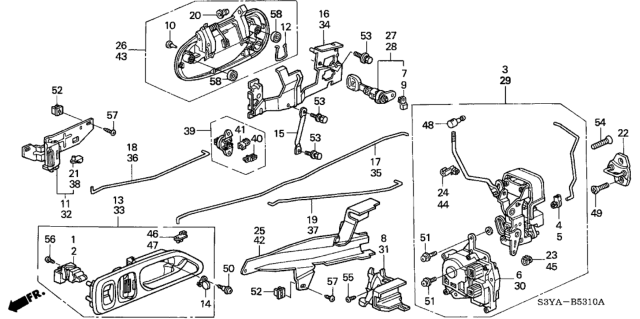 2005 Honda Insight Cylinder, Passenger Side Door Diagram for 72145-S2G-003