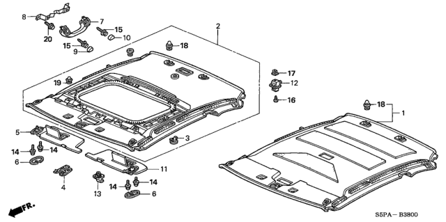 2005 Honda Civic Sunvisor Assembly, Driver Side (Seagull Gray) (Mirror) Diagram for 83280-S5D-A02ZC