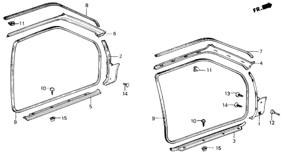 1985 Honda Civic 3 Door ** (1300) KH 4MT Door Trim Diagram