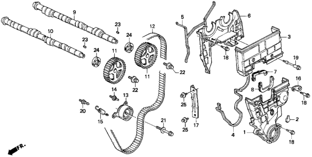 1997 Honda Del Sol Bolt, Tensioner Diagram for 90026-PR3-003