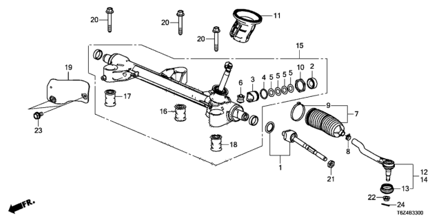 2017 Honda Ridgeline Dust Seal Set, Tie Rod Diagram for 53429-T6Z-A01