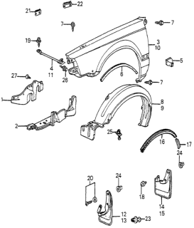 1984 Honda Accord 4 Door STD KA 4AT Front Fender Diagram