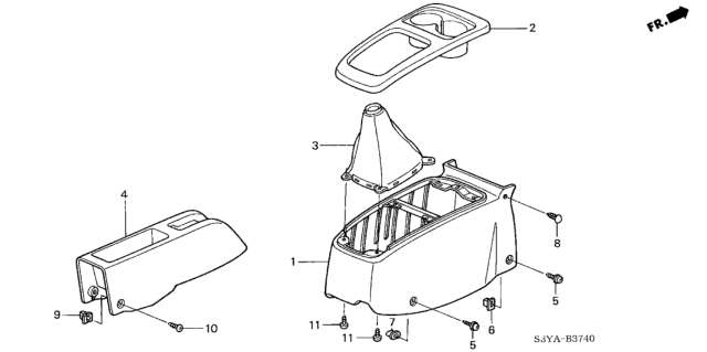 2004 Honda Insight Console, RR. *YR233L* (TITANIUM) Diagram for 83440-S3Y-003ZB