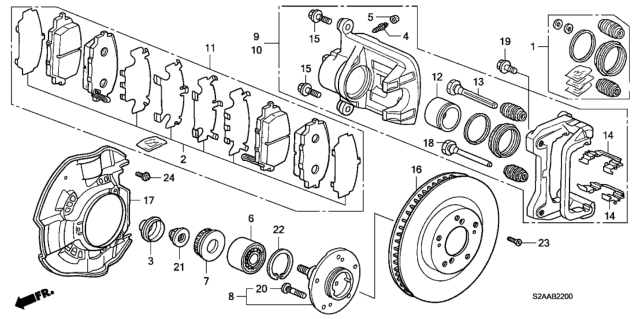 2008 Honda S2000 2 Door CR (WITH AC) KA 6MT Front Brake Diagram