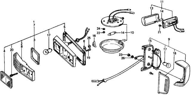 1977 Honda Civic Light, Right Front Side Turn Signal Diagram for 33800-634-671