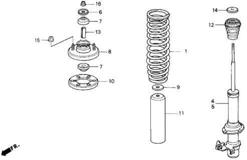 1994 Honda Civic Front Shock Absorber Diagram