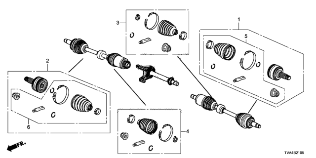 2021 Honda Accord Joint Set, Outboard Diagram for 44014-TVC-305