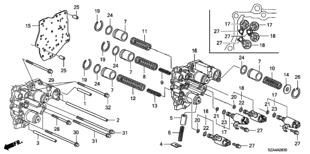 2010 Honda Pilot 5 Door EX-L (2WD) KA 5AT AT Accumulator Body Diagram